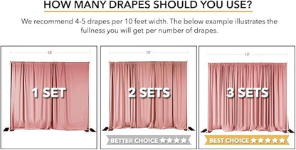 AK TRADING CO. 10 feet x 10 feet Polyester Backdrop Drapes Curtains Panels with Rod Pockets - Wedding Ceremony Party Home Window Decorations - White