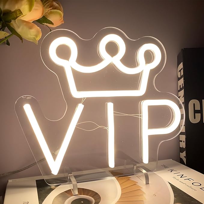 VIP Table Number Neon Sign Desk Lamp Night Light Wedding Letter LED Neon Sign Wedding Table Decorations Neon Light Shop Bedroom Home Room Decor Christmas Party Warm White USB 25×21 CM
