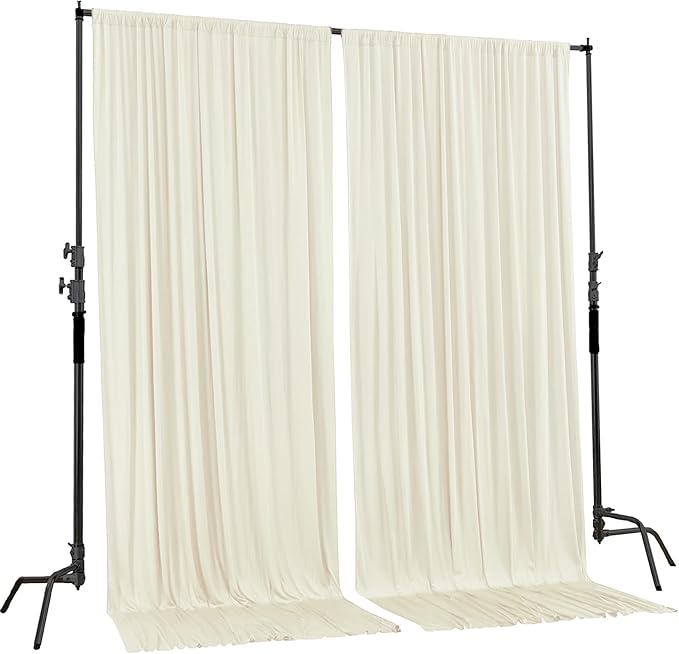 AK TRADING CO. 10 feet x 10 feet IFR Polyester Backdrop Drapes Curtains Panels with 4" Rod Pockets (Rod Not Included) - Wedding Ceremony Party Home Window Decorations - Ivory