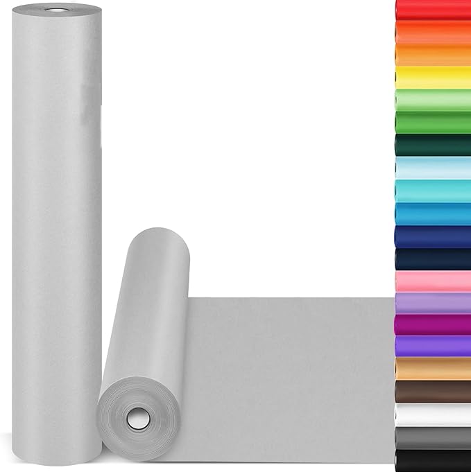 Wrapping Paper, 15"x900" Light Grey Craft Paper Kraft Paper Roll, Solid Color Art Craft Decorative Paper for Father’s Day Bouquet Flower Packing Poster Bulletin Board Paper Floor Covering Table Runner