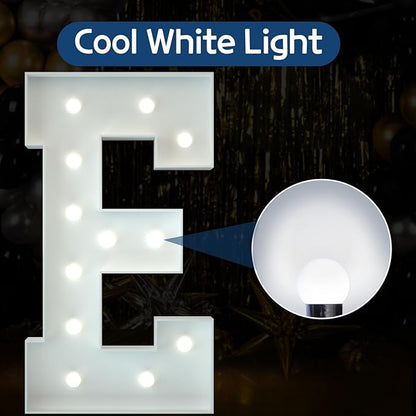 Marquee Letters 4 Feet Tall Large Light Up Letters Baby Shower Decorations Wedding Engagement Proposal White Party Decorations Marry Me Sign Big Cardboard Backdrop E