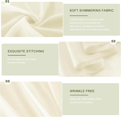 Wedding Arch Draping Fabric 29" x 18 FT Light Yellow Sheer Chiffon Outdoor Curtain Drapes for Wedding Birthday Party Ceremony Decor(1 Panel, Light Yellow)