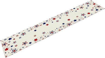4th of July Table Runner, American Stars Patriotic Independence Day Table Runner for Indoor Outdoor Party Home Kitchen Dining Table Decor, Blue Red, 13x90inch