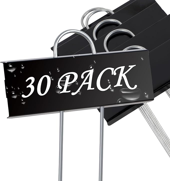 FORUP Metal Plant Labels, 30 Pack Garden Label Markers, Weatherproof Garden Stake Tags, Reusable Planting Gardening Markers, Black
