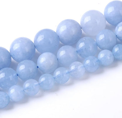 Dream Blue Chalcedony Stone Beads Gemstone Round Crystal Energy Jade Beads Stone Beads for Jewelry Making DIY Bracelet Necklace Jewelry Making 1 Strand 15.5inch 4MM