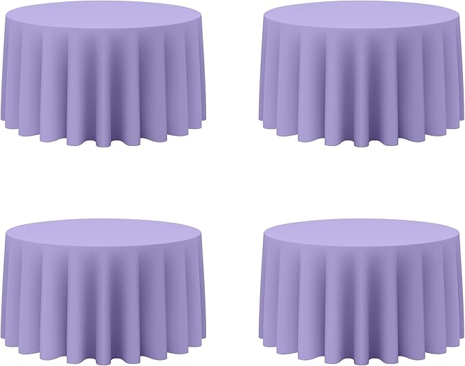 BRILLMAX 4 Pack Lavender Round Tablecloths 120 Inch - Circle Bulk Linen Polyester Fabric Washable Table Cloth Cover for Wedding Reception Banquet Birthday Party Buffet Restaurant