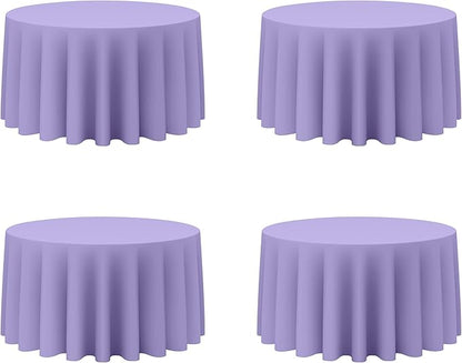 BRILLMAX 4 Pack Lavender Round Tablecloths 120 Inch - Circle Bulk Linen Polyester Fabric Washable Table Cloth Cover for Wedding Reception Banquet Birthday Party Buffet Restaurant