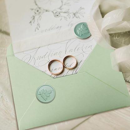 50 Pack 4x6 Envelopes Letter Size, Green A4 Envelopes Self Seal for Wedding Invitation, Envelope 4.3x6.3 for Greeting Cards, Photos, Baby Shower, Graduation, Thank You Cards, Announcements