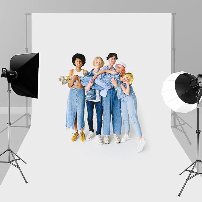 HEMMOTOP White Backdrop 10x12ft, Large Photography Background Screen for Photoshoot, 3x3.6m Seamless White Photo Backdrop Fabric for Birthday Parties, Video Recording, Weddings (Only Backdrop)