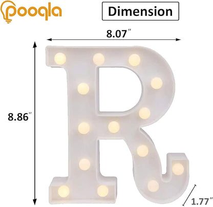 Pooqla LED Marquee Letter Lights Sign, Light Up Alphabet Letter for Home Party Wedding Decoration R