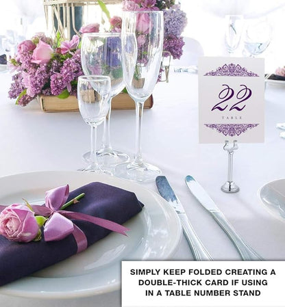 Paisley Wedding Table Numbers (Select Color/Quantity), Champagne, Eggplant, 1-125, Double Sided, Tent or Use in a Stand, Great for Parties & Restaurants - Made in the USA