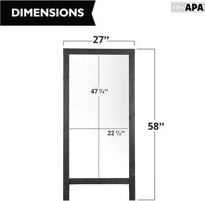 Ilyapa Wooden Dry Erase A Frame Sign - Magnetic Whiteboard Sidewalk Menu Board Outdoor - Menu Display for Restaurant, Food Truck - 58x27 inch - Black
