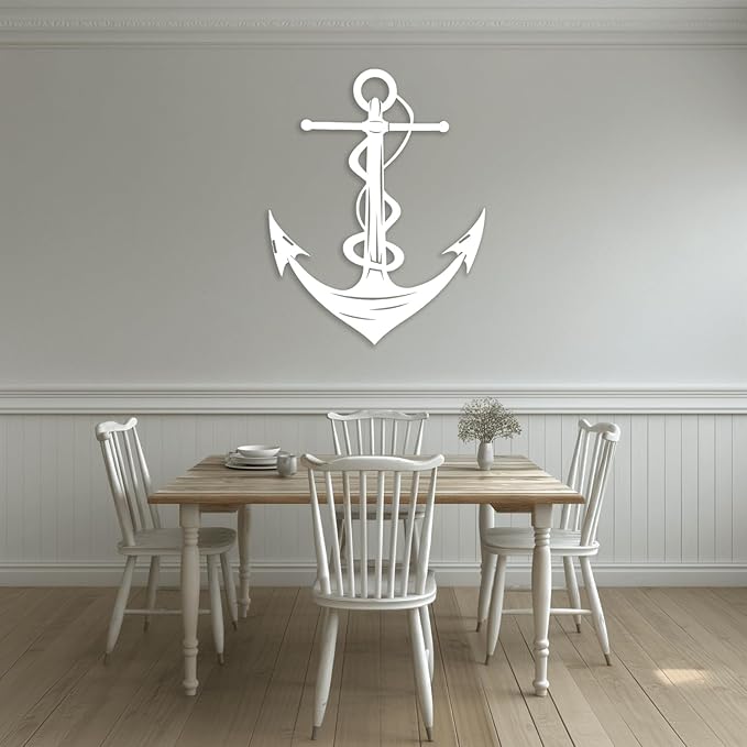 XXQ Anchor Metal Wall Decor, Anchor Metal Wall Art for Bedroom Living Room Dorm Antique Anchor Wall Decor Antique Metal Anchor Farmhouse Decor (Whhite, 39" x 59" / 100 x 150cm)