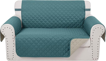 Reversible Loveseat Sofa Covers Couch Cover Furniture Protector(Loveseat Small,Blue/Beige)