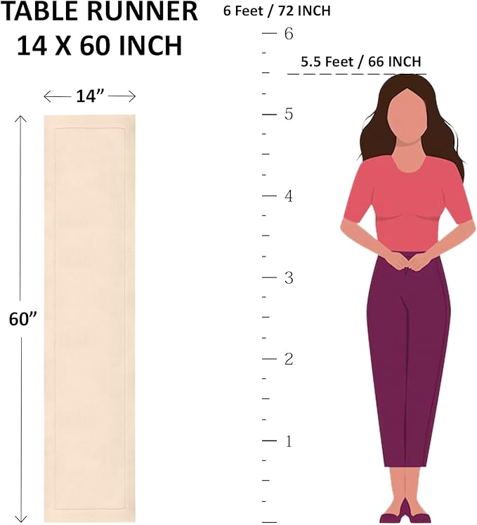 Solino Home Linen Table Runner 60 Inches - 100% Pure Linen Olive Hemstitch Table Runner 14 x 60 Inch Ideal for Dresser and Coffee Tables - Classic Hemstitch - Thanksgiving