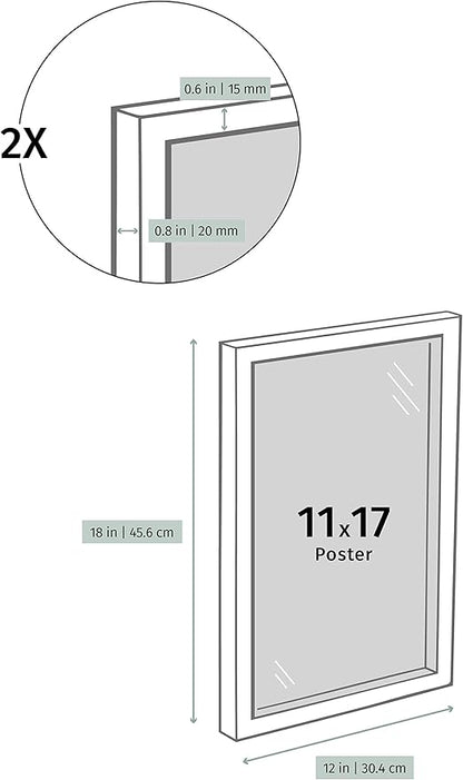 Opposite Wall - 11x17 in - Dark Solid Oak Wood Picture Frame - Lightweight, Versatile & Shatterproof - Wall Hanging Poster or Photo Frame - Wall Decor for Office, Gallery & Home