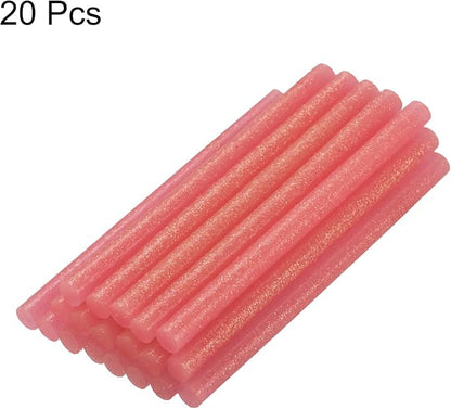 uxcell 20pcs Hot Glue Sticks for Glue Gun 7mm/0.27-inch x 8-inch Mini Hot Melt Adhesive Glue Stick Glitter Light Red