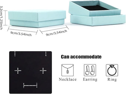 Gift Box Necklace Earring Ring Box Gift Box,12 Pieces Square Cardboard Jewelry Gift Boxes,Cotton Filled Cardboard Paper Jewelry Box Gift Case (3.5x3.5x1.25 Inches) (Blue)