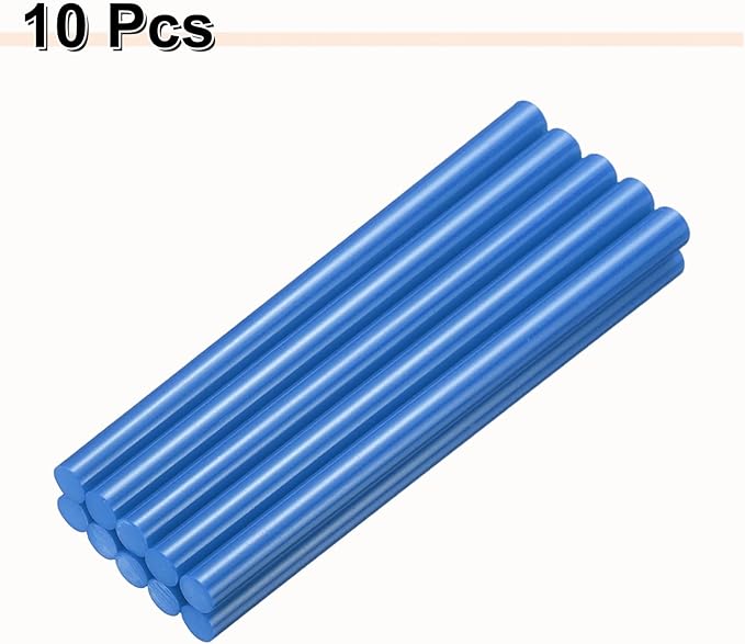 HARFINGTON 10pcs Hot Glue Sticks 0.43" Dia x 7.87" Long EVA Mini Hot Melt Adhesive Glue Stick for Hot Melt Gun Wood Plastic Glass Flowers Fabrics Foam, Blue