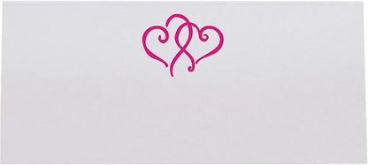 Linked Hearts Place Cards, Fuschia (Choose Color), Set of 25, Pre-cut and Scored - Wedding, Party, Dinner, and Special Events - Made in the USA