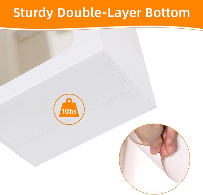 MOXARYSU 6 Pcs White Gift Bags with Clear Window: 9.8x5.1x7.1 Inch Medium Kraft Paper Bags with Handle For Party Business Birthday Wedding (White,6p)