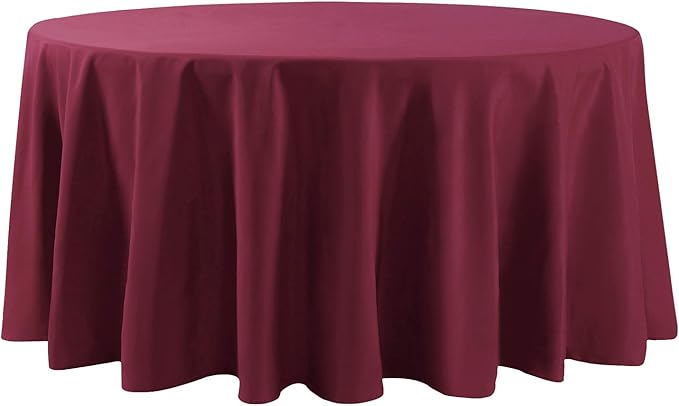 120 inch Round Tablecloth Washable Polyester Table Cloth Decorative Table Cover for Wedding Party Dining Banquet（120 inch,Burgundy）