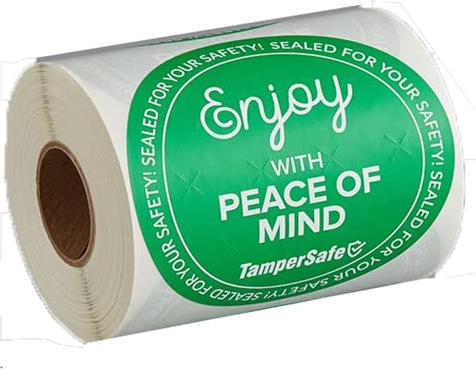 Angel's Peel Lounge Tamper Proof Stickers Roll — Tamper Evident Stickers for Delivery Food Safety, Bakery Boxes, Writable Seal Tape, Thank You Labels for Packaging - 3x3in 250-COUNTS, Green, Round