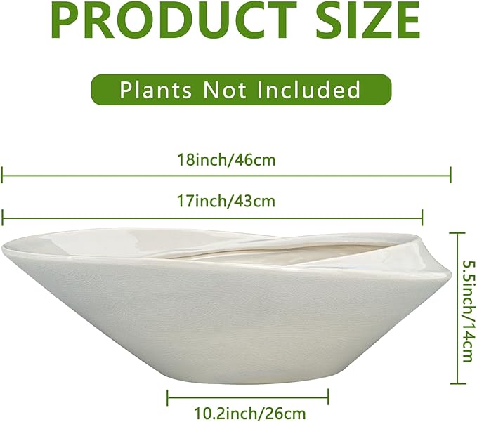 18 Inch Ceramic Bonsai Planter Pot with Drainage Hole, Glazed Large Plant Pot Succulent Planter for Indoor and Outdoor Plants Gray