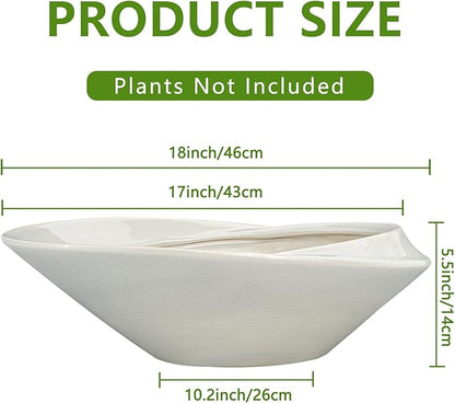 18 Inch Ceramic Bonsai Planter Pot with Drainage Hole, Glazed Large Plant Pot Succulent Planter for Indoor and Outdoor Plants Gray