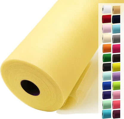 Yellow Cream Tulle Fabric Rolls 54 Inch by 40 Yards Tulle Bolt Spool for Wedding Decorations DIY Tutu Baby Shower Table Skirt Ceiling Decor Birthday Party Craft Supplies