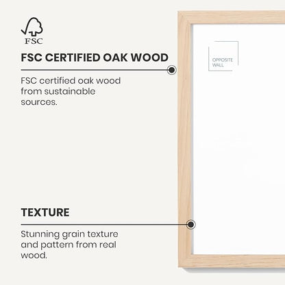 Opposite Wall - 16x16 in - Natural Solid Oak Wood Picture Frame - Lightweight, Versatile & Shatterproof - Wall Hanging Poster or Photo Frame - Wall Decor for Office, Gallery & Home