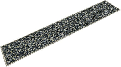 Vintage Boho Floral Table Runner, Morris Rustic Country Farmhouse Dark Blue Grey Retro Flower Pattern for Home Kitchen Table Decor Dining Coffee Room Party Decor 13x36in
