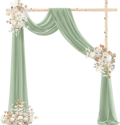 Sage Green Wedding Arch Draping Fabric 29" x 20 FT Wedding Drapes for Backdrop Sheer Green Curtains Drapes for Romantic Bridal Baby Shower Ceremony Birthday Party Fall Outdoor Events