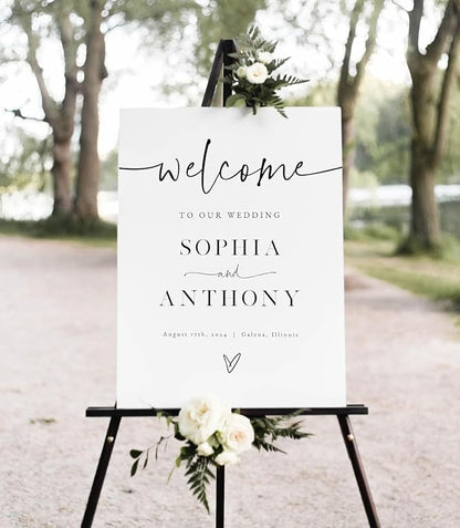 Welcome To Our Wedding Sign, Welcome To Our Wedding Sign With Stand, Wedding Welcome Sign, Wedding Welcome Poster, Printable Wedding Welcome, Minimalist Welcome Sign