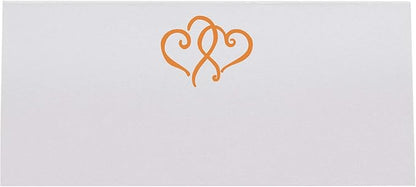 Linked Hearts Place Cards, Orange (Choose Color), Set of 25, Pre-cut and Scored - Wedding, Party, Dinner, and Special Events - Made in the USA