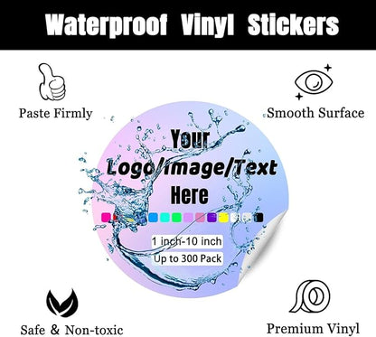 Custom Stickers for Weddings, Birthdays & Businesses - Personalized Labels with Your Logo - Waterproof, Fade and Heat Resistant - Pack of 100-1000 (Wreath B, 2 Inch)