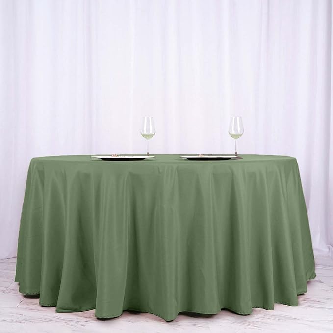 Efavormart Round Tablecloth, 120 Inch Stain & Wrinkle Resistant Washable Table Cloth, Decorative Polyester Fabric Table Cover for Banquet, Wedding, Dining - Willow