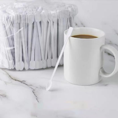 Coffee Spoon 500 PCS Disposable Tiny Coffee Tea Spoon White Plastic Stir Cocktail Sticks Mini Tea Stirrer