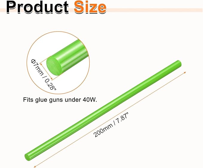 HARFINGTON 10pcs Hot Glue Sticks 0.28" Dia x 7.87" Long EVA Mini Hot Melt Adhesive Glue Stick for Hot Melt Gun Wood Plastic Glass Flowers Fabrics Foam, Light Green