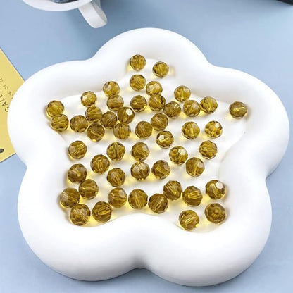 400 PCS 4mm Crystal Glass Beads Round Multiple Faceted Loose Spacer Glass Beads for DIY Handcrafte Bracelet Necklace Earring Jewelry Making(Amber)