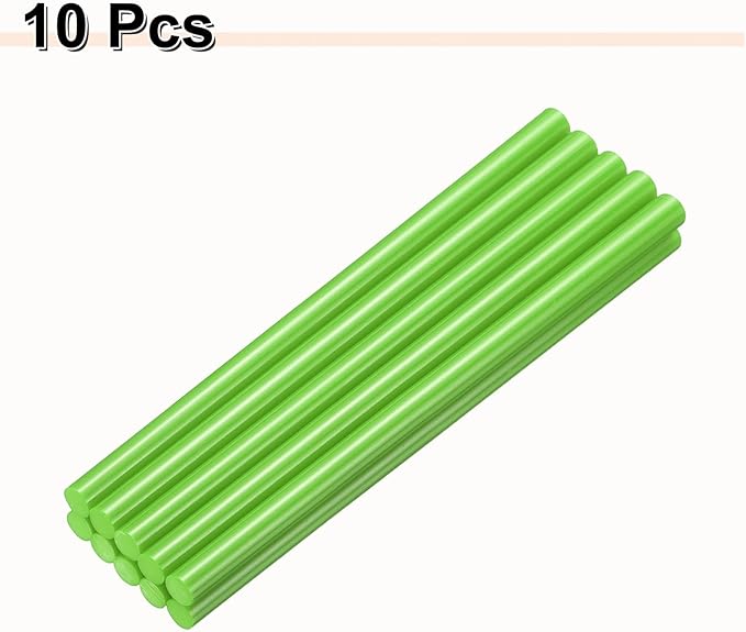 HARFINGTON 10pcs Hot Glue Sticks 0.43" Dia x 9.84" Long EVA Mini Hot Melt Adhesive Glue Stick for Hot Melt Gun Wood Plastic Glass Flowers Fabrics Foam, Light Green