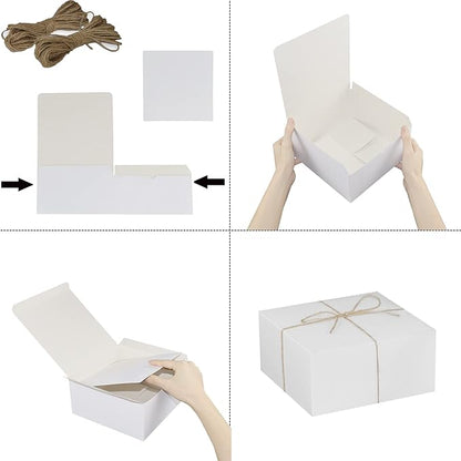 Xxcxpark 16 PCS White Gift Boxes 8x8x4 Inches, Decorative Party Favor Kraft Paper Gift Packaging Box with Lid for DIY Crafting, Cube, Cupcake, Kraft Present Boxes for Birthday, Wedding