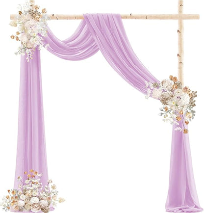 Lilac Purple Wedding Arch Draping Fabric 2 Panels 29" x 20 FT Wedding Drapes for Backdrop Sheer Curtains Drapes for Romantic Bridal Baby Shower Ceremony Birthday Party Fall Outdoor Events