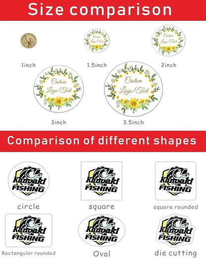 Custom Stickers for Business Logo Design Your Own Personalized Labels Shipping Sticker Decals Text Name Image Photo Customized Waterproof, UV Protected Fade & Heat Cold Resistant 2 Inch
