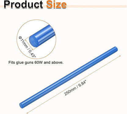 HARFINGTON 10pcs Hot Glue Sticks 0.43" Dia x 9.84" Long EVA Mini Hot Melt Adhesive Glue Stick for Hot Melt Gun Wood Plastic Glass Flowers Fabrics Foam, Blue