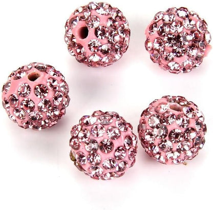 25pcs Adabele Grade A Suncatcher Crystal Rhinestone Pave Loose Beads 10mm Light Rose Pink Polymer Clay Disco Ball Spacers Compatible with Shamballa All Craft Jewelry Making DB10-55