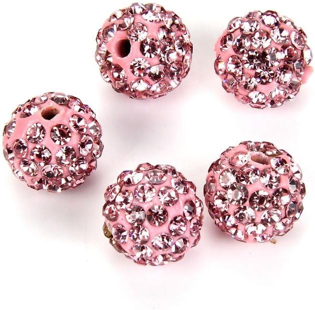 100pcs Adabele Grade A Suncatcher Crystal Rhinestone Pave Loose Beads 10mm Light Rose Pink Polymer Clay Disco Ball Spacers Compatible with Shamballa All Craft Jewelry Making DB10-55