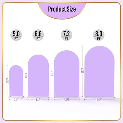 LEBENGURU Upgraded 7.2FT Wedding Arch Cover, Purple Spandex Fitted Arch Backdrop Cover, Round Top Chiara Stand Covers for Birthday Party Baby Shower Banquet Balloon Décor