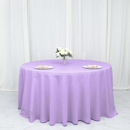 Efavormart Round Tablecloth, 132 Inch Stain & Wrinkle Resistant Washable Table Cloth, Decorative Polyester Fabric Table Cover for Banquet, Wedding, Dining- Lavender