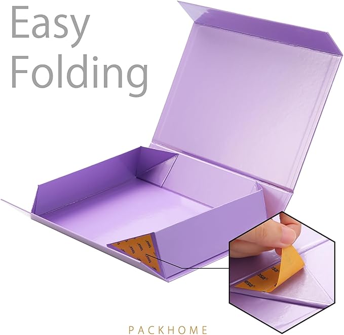 PACKHOME 6 Gift Boxes 11.5x8x2.5 Inches, Sturdy Shirt Boxes with Magnetic Lids for Multiple Occasions (Glossy Purple)